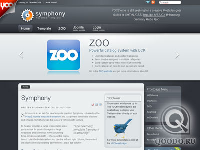 YOOtheme Symphony v1.5.2 update (Ноябрь '09) - Шаблон для Joomla 1.5