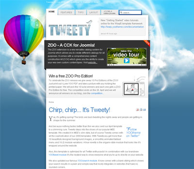 YOOtheme Tweety - Шаблон для Joomla 1.5