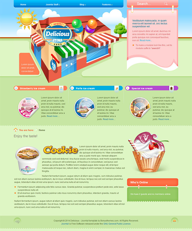 Шаблон BonusThemes Delicious Joomla шаблон BonusThemes Delicious