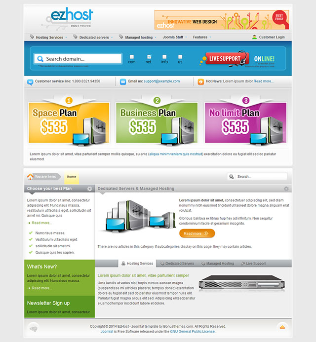 Joomla шаблон BonusThemes EzHost