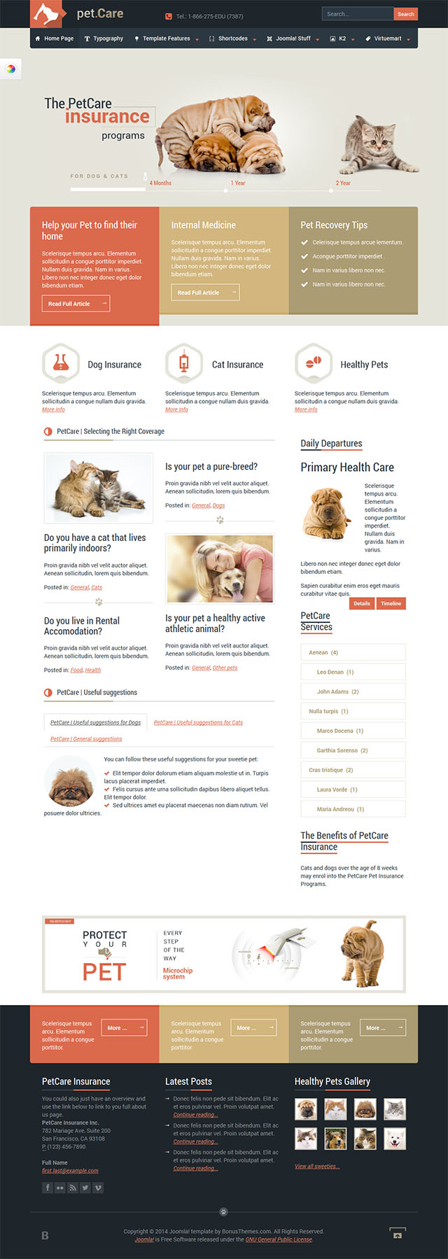 Joomla шаблон BonusThemes Petcare