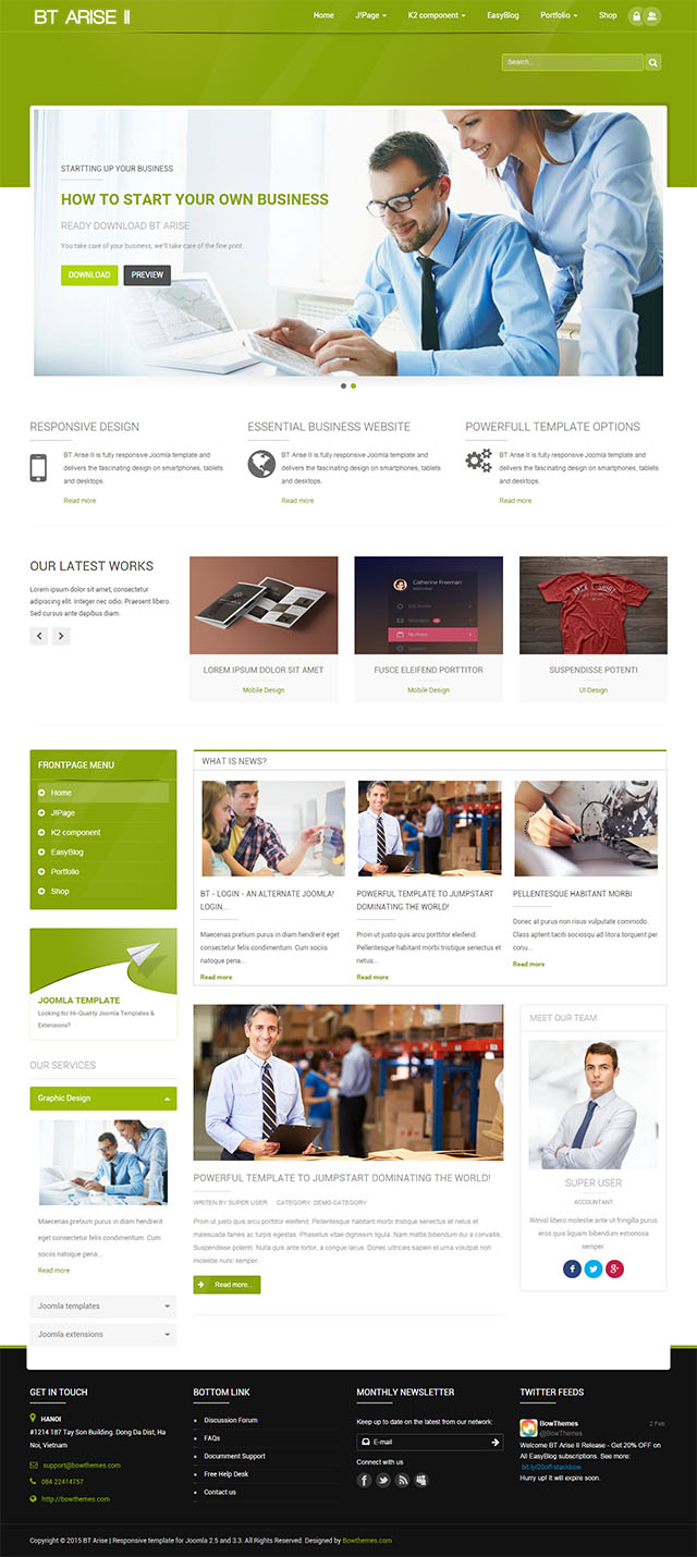 Шаблон BowThemes Arise II Joomla шаблон BowThemes Arise II