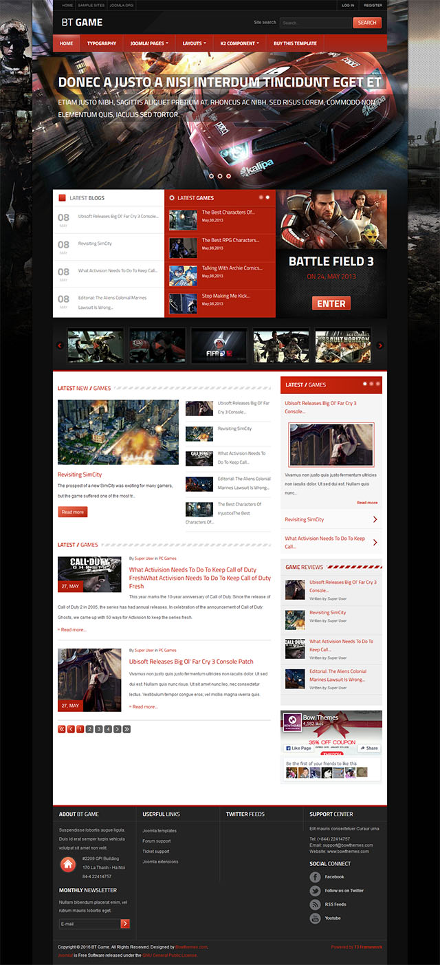Joomla шаблон BowThemes Game