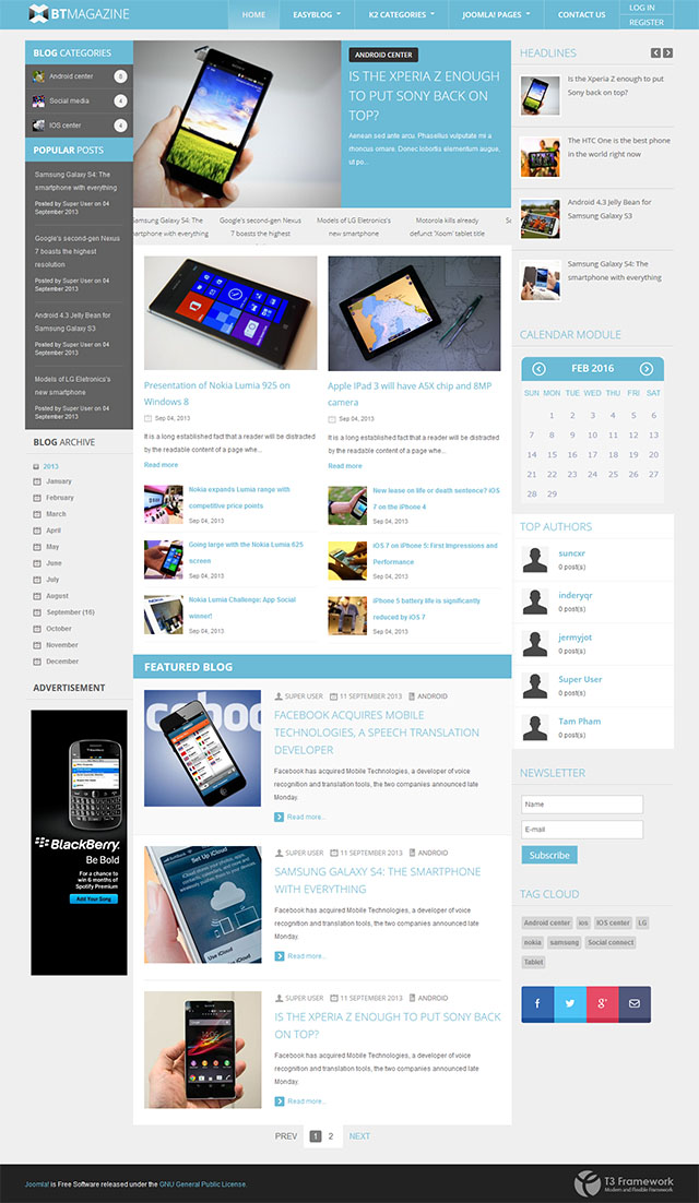 Шаблон BowThemes Magazine Joomla шаблон BowThemes Magazine