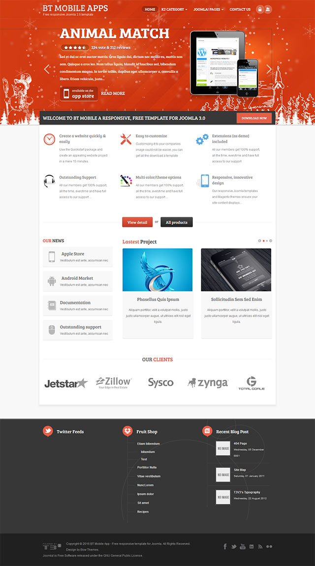 Joomla шаблон BowThemes Mobile Apps