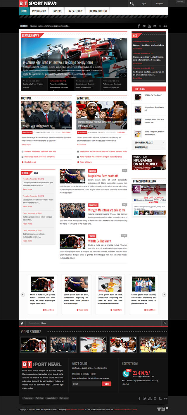 Шаблон BowThemes News Joomla шаблон BowThemes News