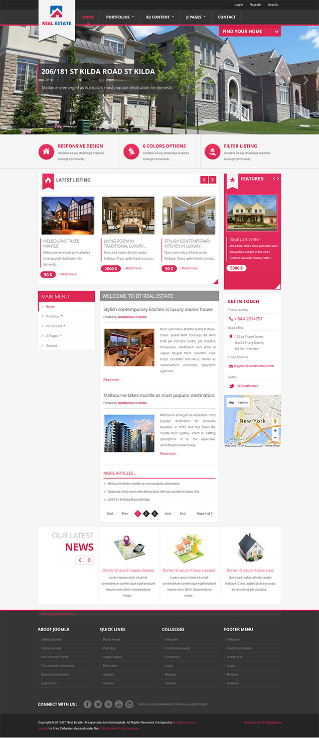 Шаблон BowThemes Real Estate Joomla шаблон BowThemes Real Estate