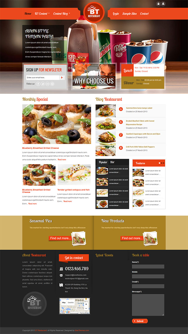 Joomla шаблон BowThemes Restaurant