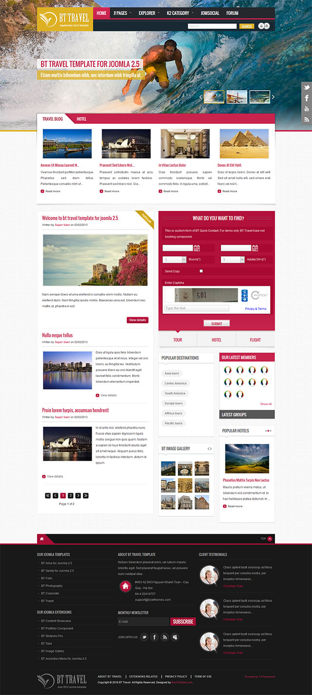 Joomla шаблон BowThemes Travel