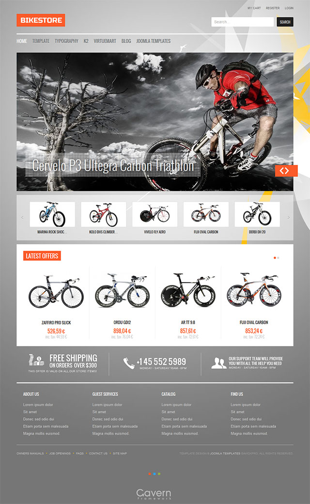 Joomla шаблон GavickPro Bike Store