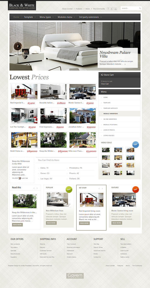 Joomla шаблон GavickPro Black & White