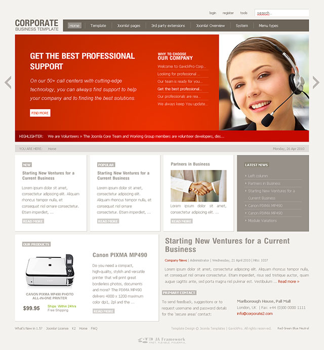 Joomla шаблон GavickPro Corporate 2
