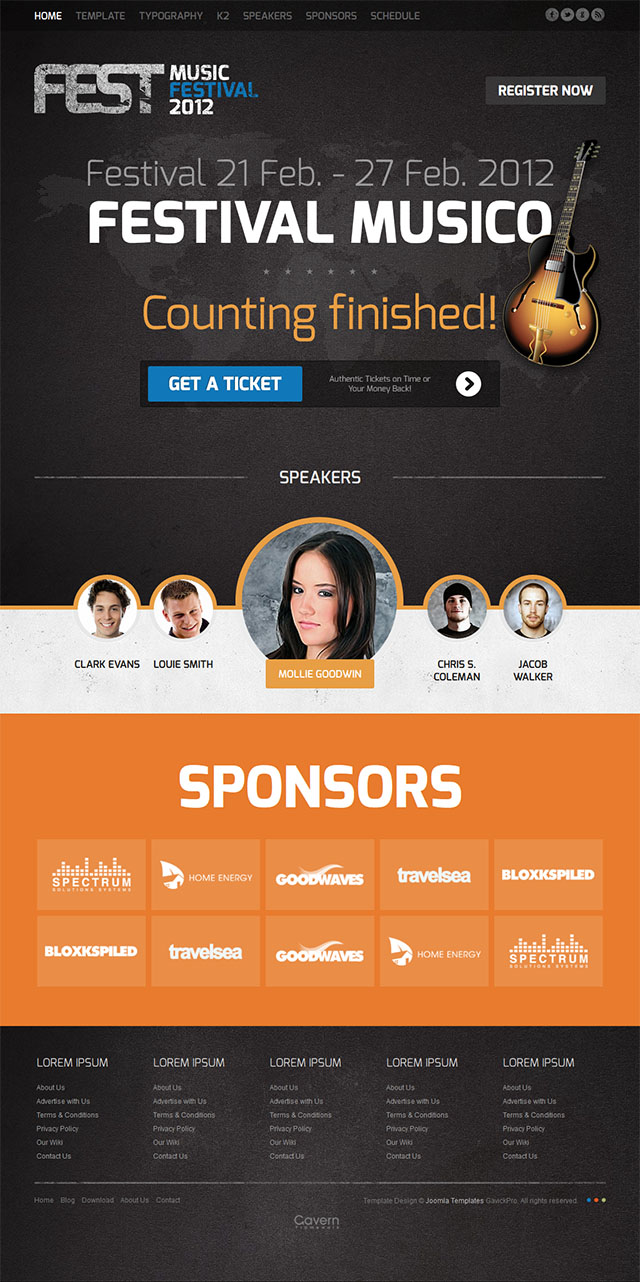 Joomla шаблон GavickPro Fest