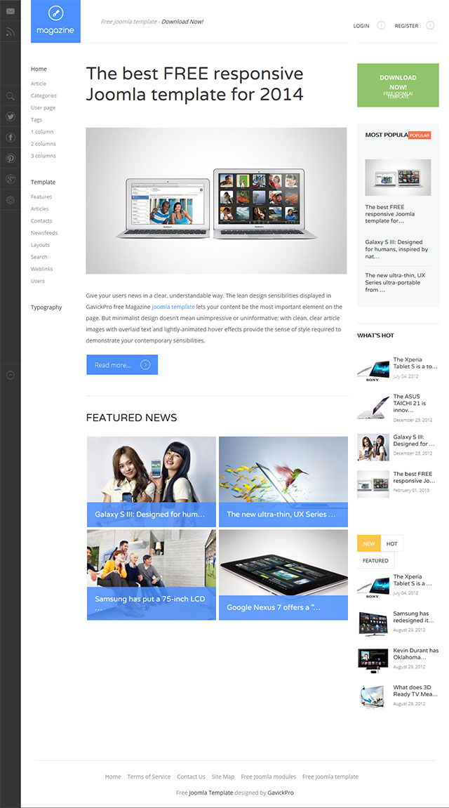 Шаблон GavickPro Magazine Joomla шаблон GavickPro Magazine