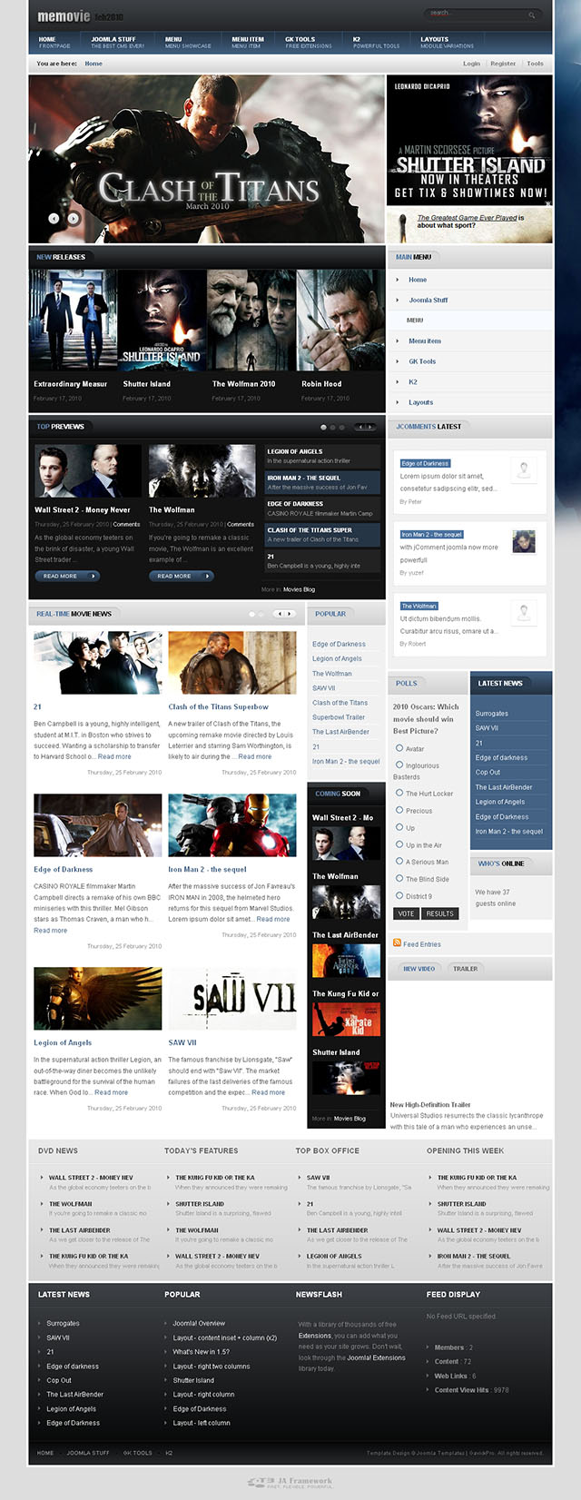 Шаблон GavickPro Memovie Joomla шаблон GavickPro Memovie