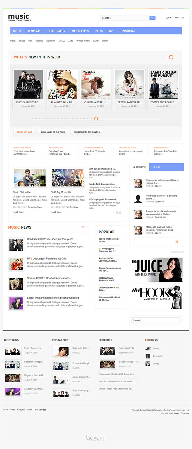 Шаблон GavickPro Music Joomla шаблон GavickPro Music