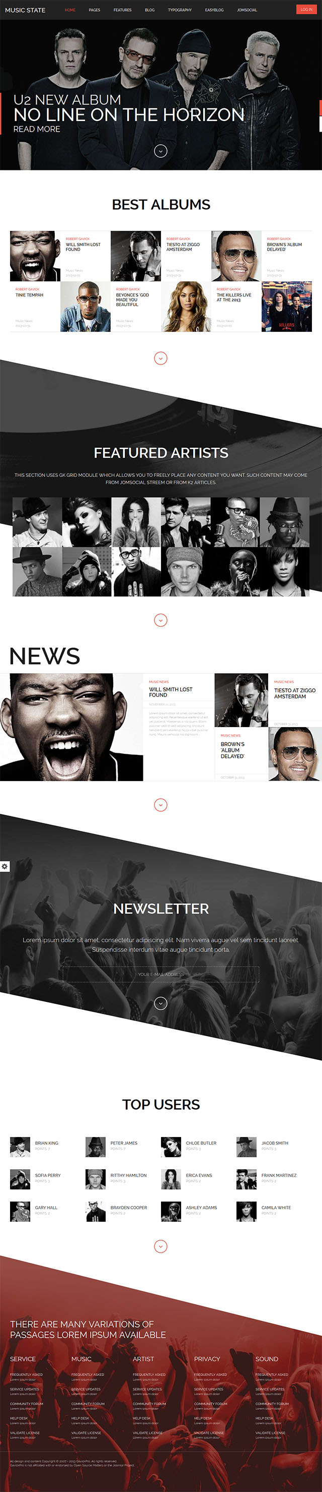 Шаблон GavickPro Music State Joomla шаблон GavickPro Music State
