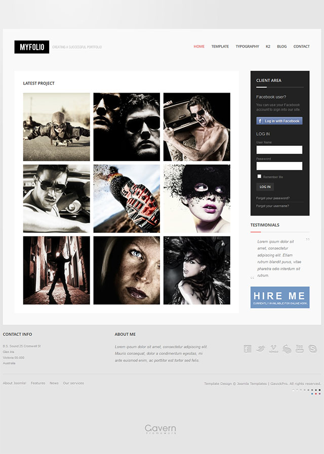 Joomla шаблон GavickPro MyFolio