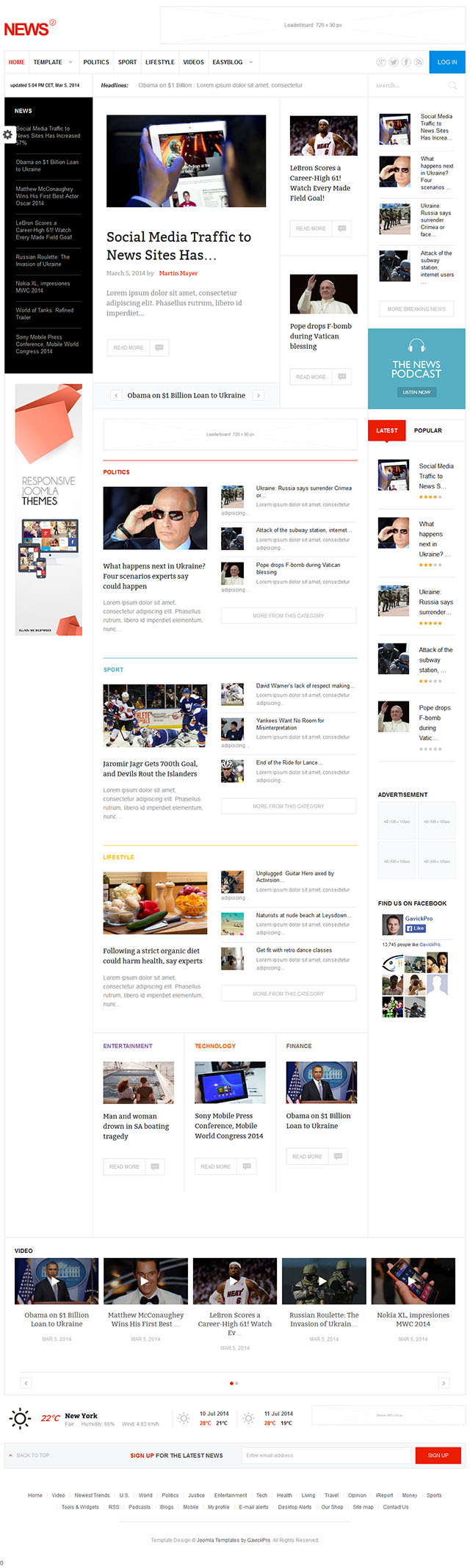 Joomla шаблон GavickPro News 2