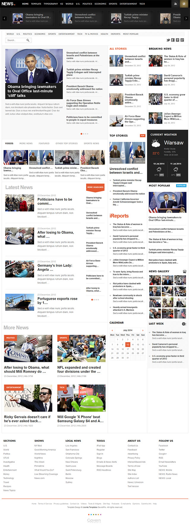 Шаблон GavickPro News Joomla шаблон GavickPro News