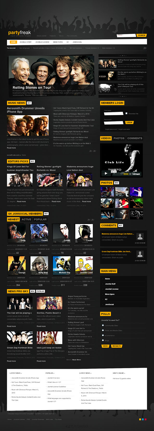 Шаблон GavickPro Party Freak Joomla шаблон GavickPro Party Freak