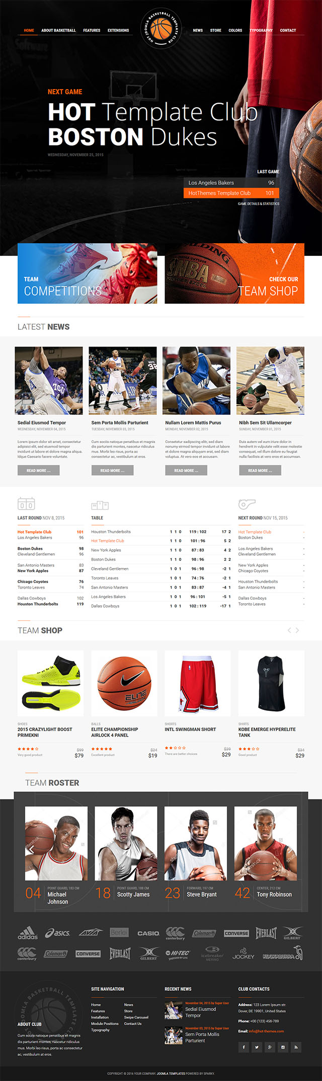 Шаблон HotThemes Basketball Joomla шаблон HotThemes Basketball