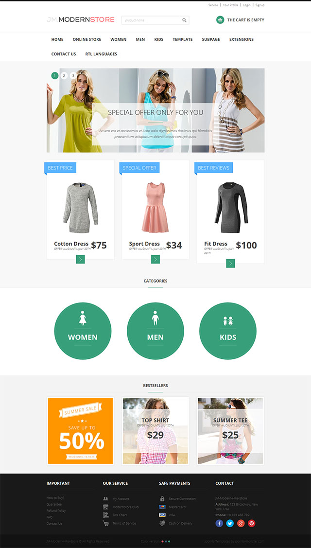 Шаблон Joomla-Monster Modern HikaShop Joomla шаблон Joomla-Monster Modern HikaShop