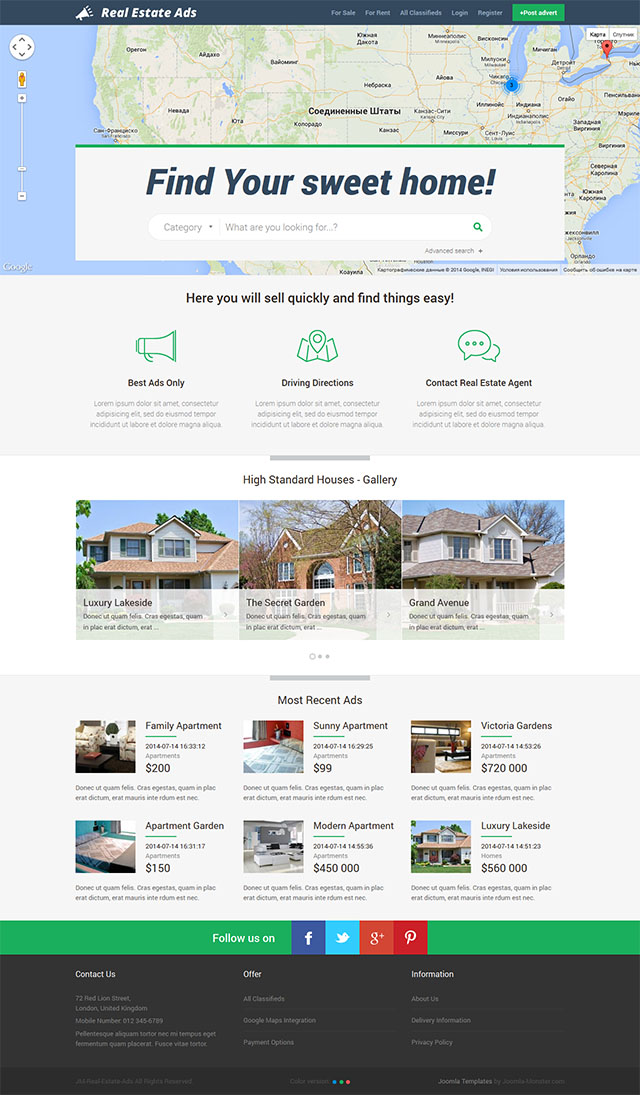 Joomla шаблон Joomla-Monster Real Estate Ads