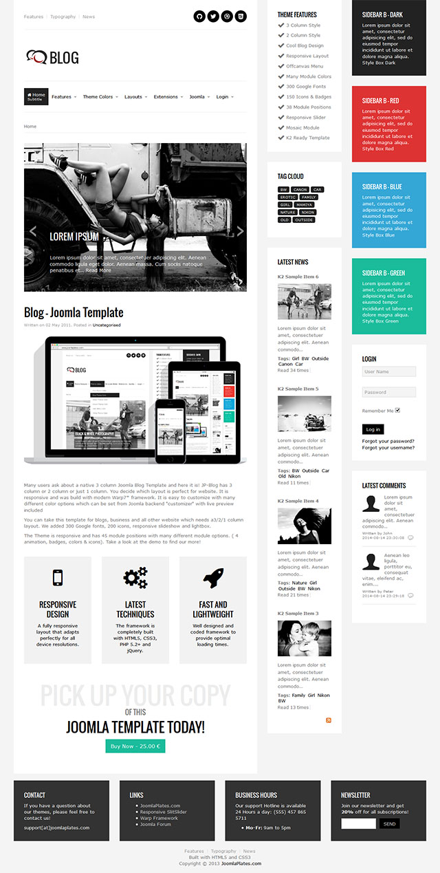 Шаблон JoomlaPlates Blog Joomla шаблон JoomlaPlates Blog