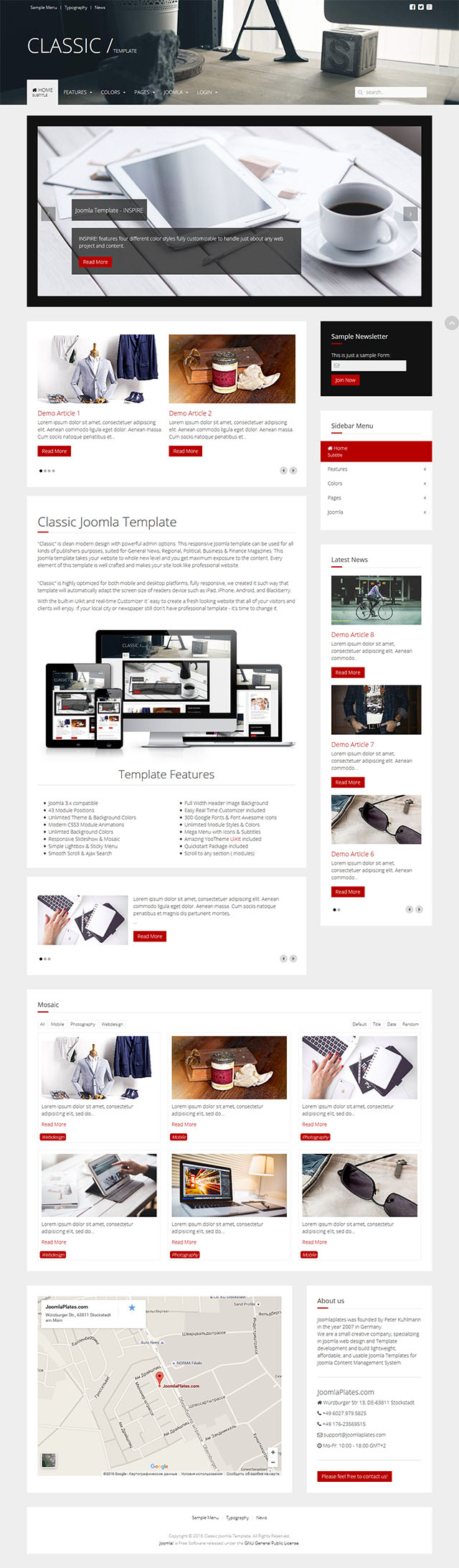 Joomla шаблон JoomlaPlates Classic