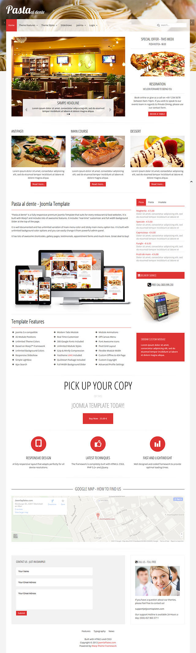 Шаблон JoomlaPlates Pasta Joomla шаблон JoomlaPlates Pasta