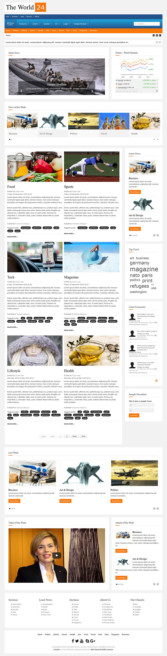 Шаблон JoomlaPlates World-News Joomla шаблон JoomlaPlates World-News