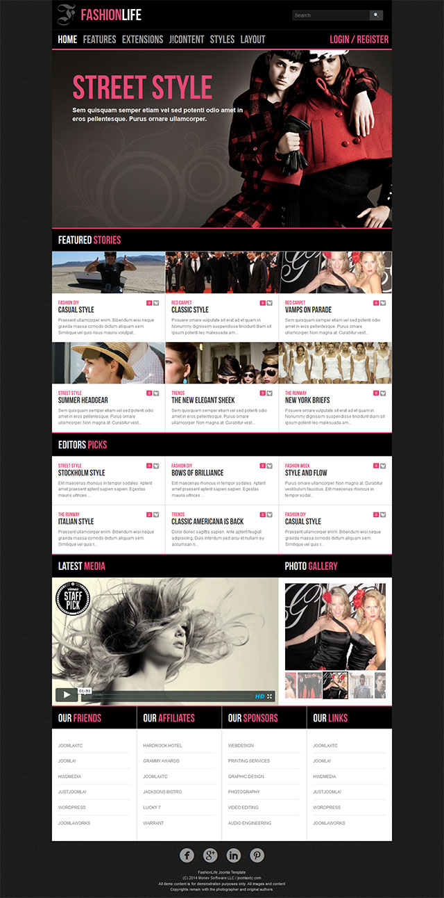 Шаблон JoomlaXTC Fashion Life Joomla шаблон JoomlaXTC Fashion Life